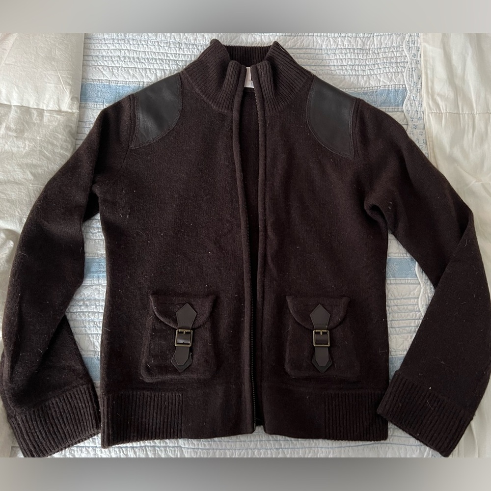 Brown ZipUp Cashmere Project sweater 100% cashmere equestrian aesthetic